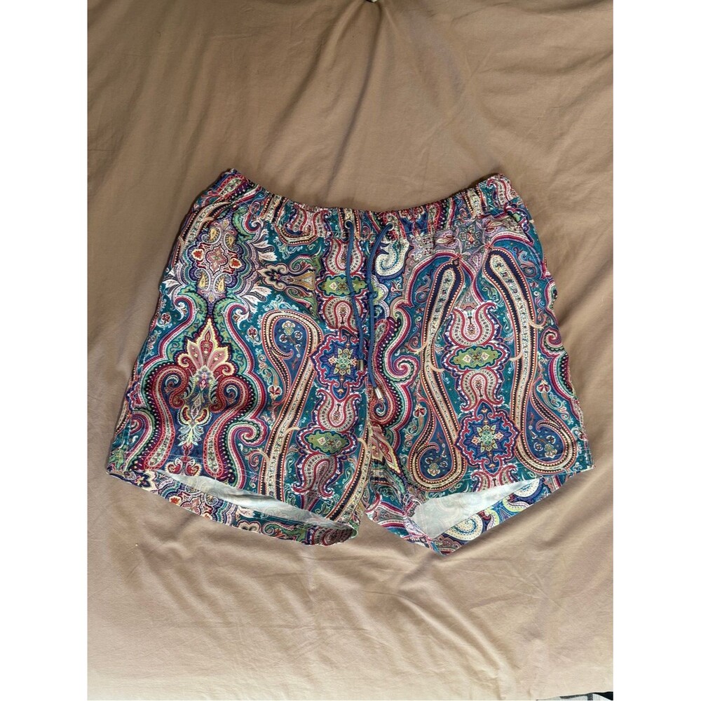 Zara Home Men’s Paisley Print Elastic Waist Swim Shorts - Multi